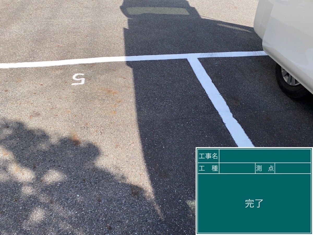 愛知県半田市 付帯部（受水タンク・駐輪場・駐車場ライン） 駐車場ライン完了